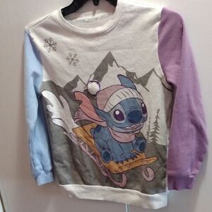 Disney Lilo And Stitch Blue and Purple Sweatshirt Girl's XL